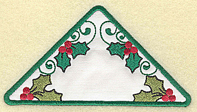 Embroidery Design: Holly in triangle applique large<br> 4.94w X 2.68h
