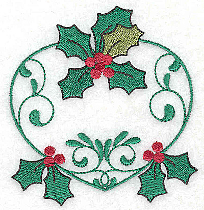 Embroidery Design: Heart with Holly<br> 3.51w X 3.72h