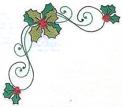 Embroidery Design: Holly corner large<br> 4.86w X 4.86h