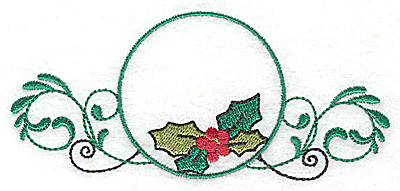 Embroidery Design: Holly in circle <br> 4.89w X 2.18h