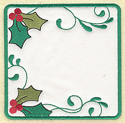 Embroidery Design: Holly design in square applique large'<br> 4.90w X 4.90h