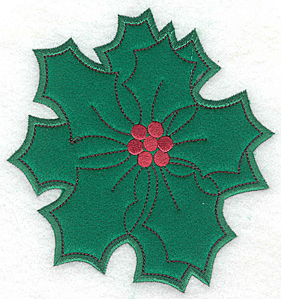 Embroidery Design: Holly applique A large<br> 5.25w X 4.99h