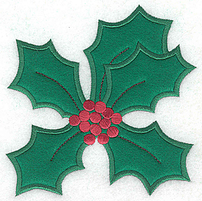 Embroidery Design: Holly applique B large<br> 4.76w X 4.94h