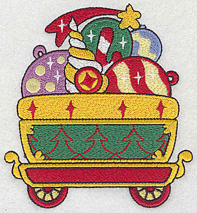 Embroidery Design: Train with ornaments large<br> 4.44w X 4.80h