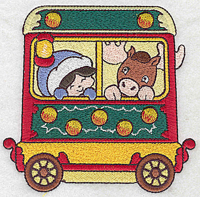 Embroidery Design: Train with child and moose large<br> 4.80w X 4.64h