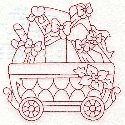 Embroidery Design: Train with gift parcels redwork<br> 3.58w X 3.61h | Embroidery Legacy Embroidery Design: Train with gift parcels redwork<br> 3.58w X 3.61h