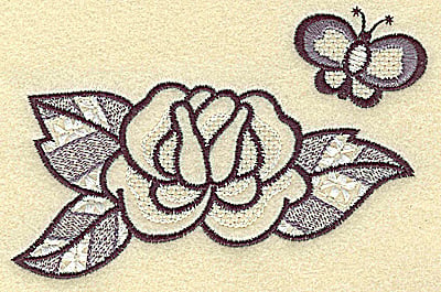 Embroidery Design: Rose and butterfly<br> 4.54w X 2.94h