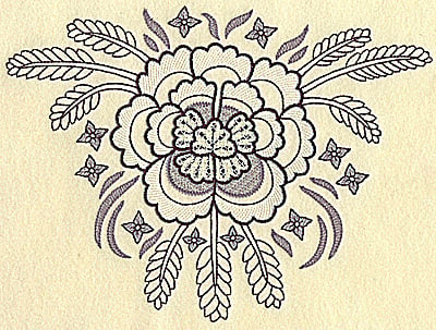 Embroidery Design: Flower with wheat large<br> 9.34w X 6.97h