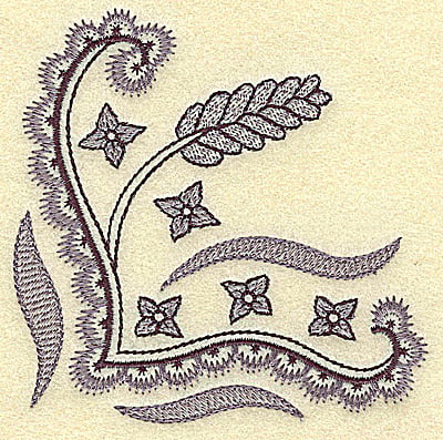 Embroidery Design: Wheat swirls and blossoms<br> 3.77w X 3.86h