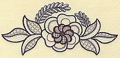 Embroidery Design: Bloom with leaves and vines<br> 6.93w X 3.22h