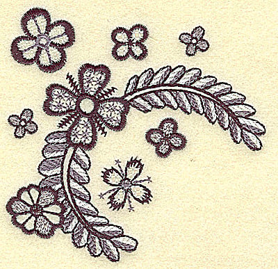 Embroidery Design: Blossoms and vines<br> 3.85w X 3.77h
