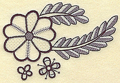 Embroidery Design: Large bloom mini flowers and vine<br> 4.93w X 3.39h
