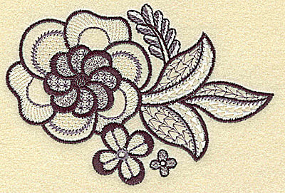 Embroidery Design: Flowers leaves and vines<br> 4.91w X 3.32h