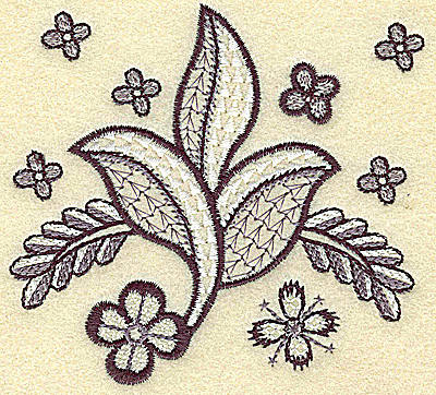 Embroidery Design: Leaves vines and blossoms<br> 3.85w X 3.63h