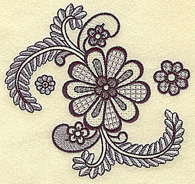 Embroidery Design: Flowers and vines<br> 5.26w X 4.95h