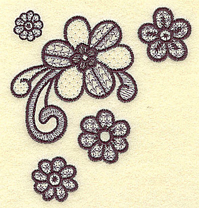 Embroidery Design: Blooms and swirls<br> 3.86w X 3.65h