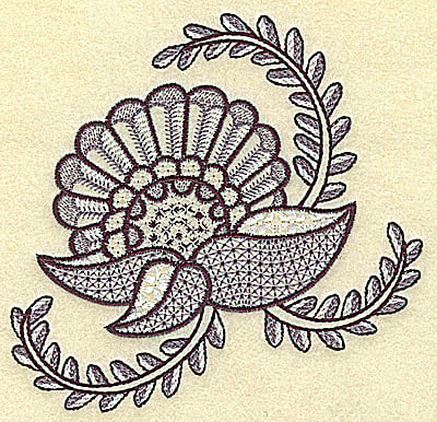 Embroidery Design: Flower and vines<br> 4.87w X 4.70h