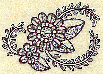 Embroidery Design: Flowers vines and leaves <br> 4.90w X 3.54h