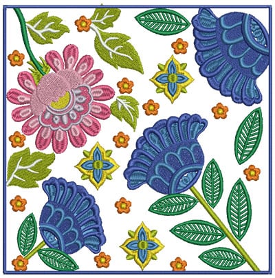 Embroidery Design: Floral Blocks 7<br> 7.01w X 7.03h