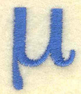 Embroidery Design: Mu lower case small<br> 0.73w X 0.94h