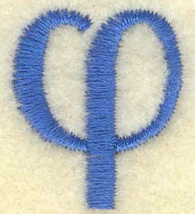 Embroidery Design: Phi lower case small<br> 0.84w X 0.97h