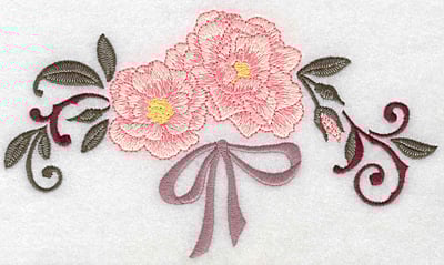 Embroidery Design: Roses and ribbons<br> 6.98w X 4.02h
