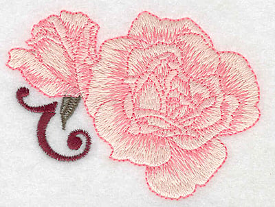 Embroidery Design: Rose and bud<br> 3.82w X 2.90h