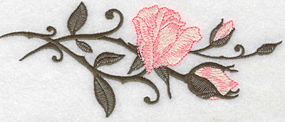 Embroidery Design: Rose and buds horizontal<br> 6.93w X 2.86h | Embroidery Legacy Embroidery Design: Rose and buds horizontal<br> 6.93w X 2.86h