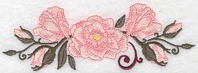 Embroidery Design: Roses with swirl<br> 6.93w X 2.39h