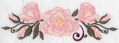 Embroidery Design: Roses with swirl large<br> 9.00w X 2.99h