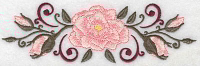 Embroidery Design: Rose buds and swirls<br> 6.99w X 2.20h