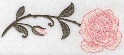 Embroidery Design: Rose horizontal<br> 6.95w X 2.91h
