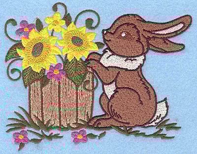 Embroidery Design: Bunny and barrel<br> 5.85w X 4.64h | Embroidery Legacy Embroidery Design: Bunny and barrel<br> 5.85w X 4.64h