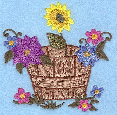 Embroidery Design: Barrel of flowers<br> 3.78w X 3.88h