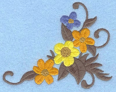 Embroidery Design: Floral corner B<br> 3.85w X 3.05h