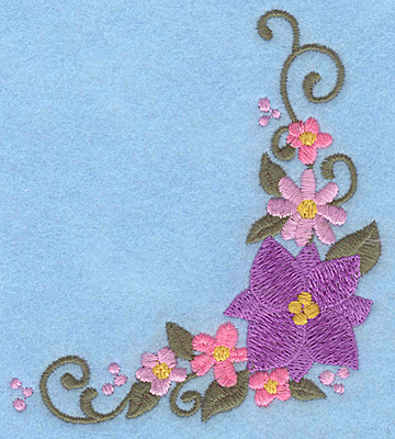 Embroidery Design: Floral corner E<br> 3.61w X 3.89h