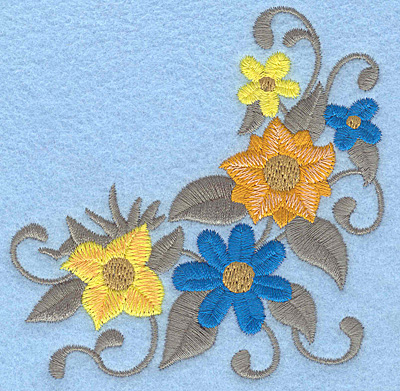 Embroidery Design: Floral corner G<br> 3.73w X 3.87h