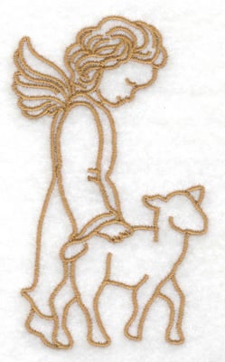 Embroidery Design: Angel with lamb<br> 2.32w X 3.84h
