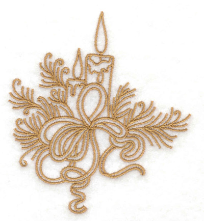 Embroidery Design: Candles pines and bows<br> 3.18w X 3.54h