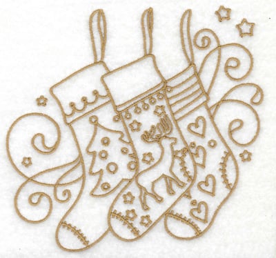 Embroidery Design: Christmas stockings stars and swirls large<br> 4.94w X 4.91h