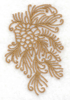 Embroidery Design: Pine bough with cone<br> 1.94w X 3.01h