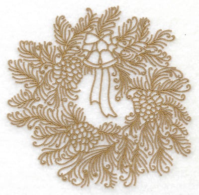 Embroidery Design: Wreath with bells and bows large<br> 4.95w X 4.87h