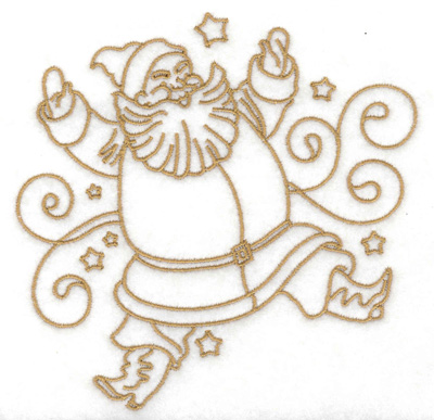 Embroidery Design: Santa with swirls and stars large<br> 4.83w X 4.92h