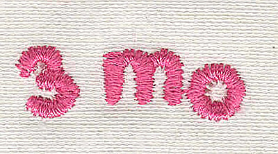 Embroidery Design: Text 3 mo<br> 4.53w X 1.28h | Embroidery Legacy Embroidery Design: Text 3 mo<br> 4.53w X 1.28h