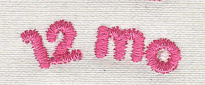 Embroidery Design: Text 12 mo<br> 4.56w X 1.41h | Embroidery Legacy Embroidery Design: Text 12 mo<br> 4.56w X 1.41h
