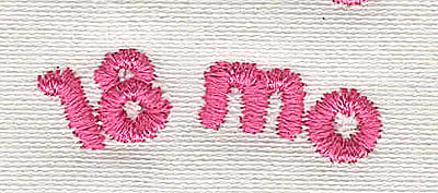 Embroidery Design: Text 18 mo<br> 4.55w X 1.42h | Embroidery Legacy Embroidery Design: Text 18 mo<br> 4.55w X 1.42h