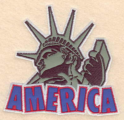 Embroidery Design: America Statue of Liberty double applique <br>5.00"w X 4.72"h