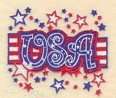 Embroidery Design: USA flag and stars <br>3.90"w X 3.33"h