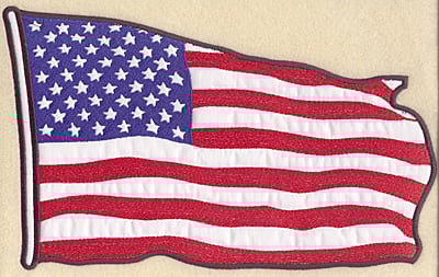Embroidery Design: American flag full back appliques <br>11.71"w X 7.11"h