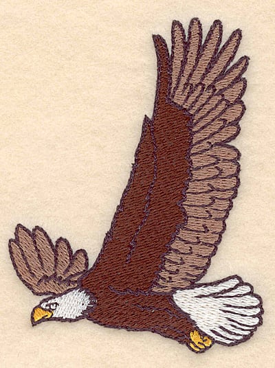Embroidery Design: American bald eagle in flight <br>3.00"w X 3.90"h